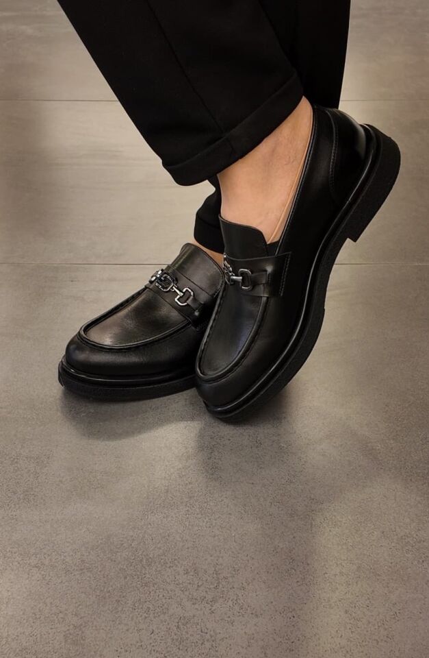 4832 Loafer Hakiki Deri Erkek Ayakkabı Siyah - 39