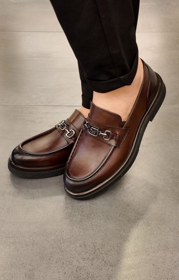 4832 Loafer Hakiki Deri Erkek Ayakkabı Kahverengi - 43