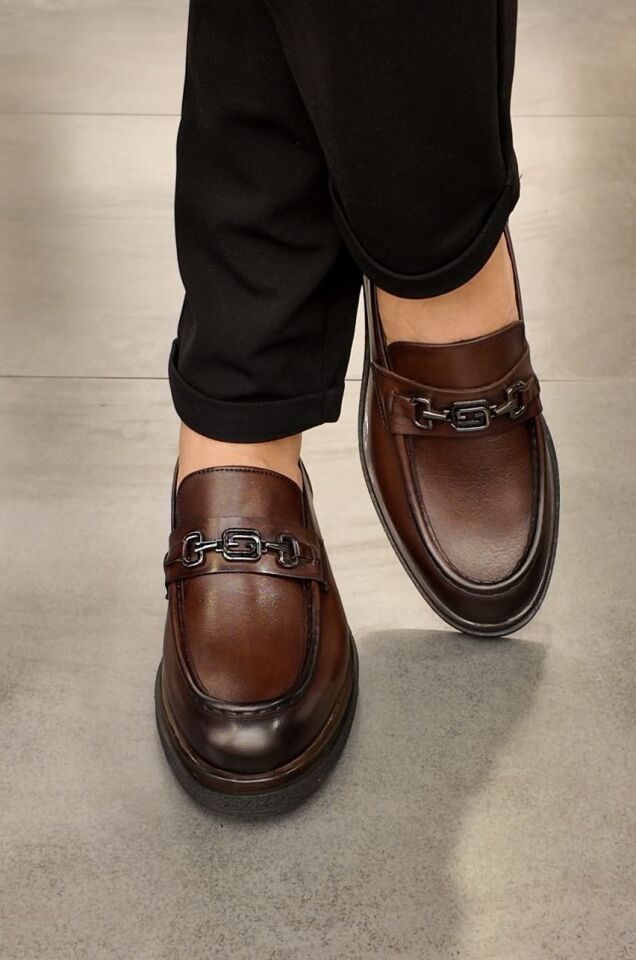 4832 Loafer Hakiki Deri Erkek Ayakkabı Kahverengi - 39
