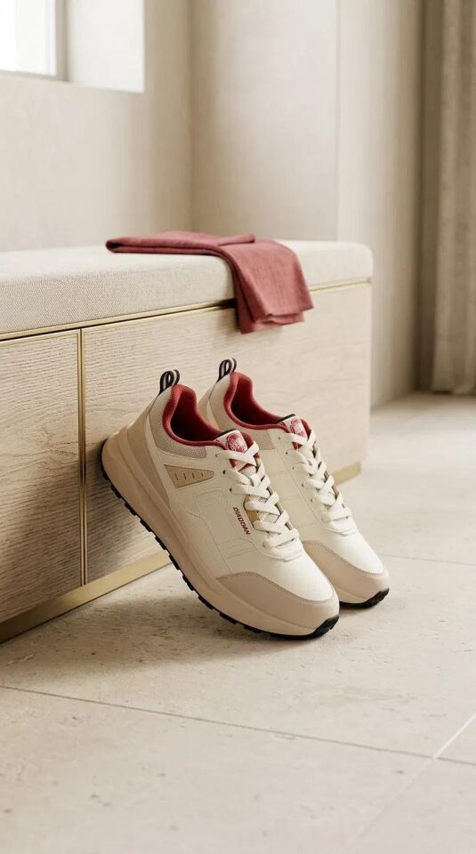 043261431 Erkek Spor Ayakkabı Ivory Raw White Red - 42