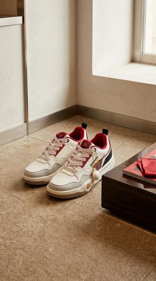 053261526 Erkek Spor Ayakkabı Ivory Moon Grey Black Red - 45