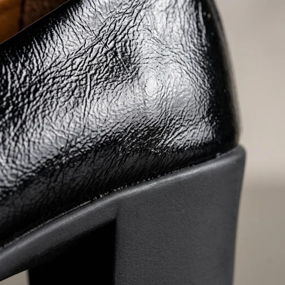 25143222 Hakiki Deri Kadın Ayakkabı Siyah Rugan - 37